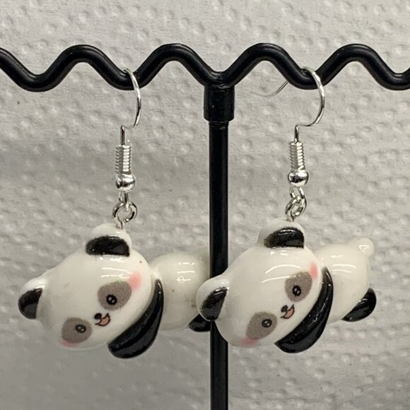 Panda Earring, Panda Bear Jewelry, Gift, Panda Jewelry, Silly Animal Earring - Picture 3 of 8